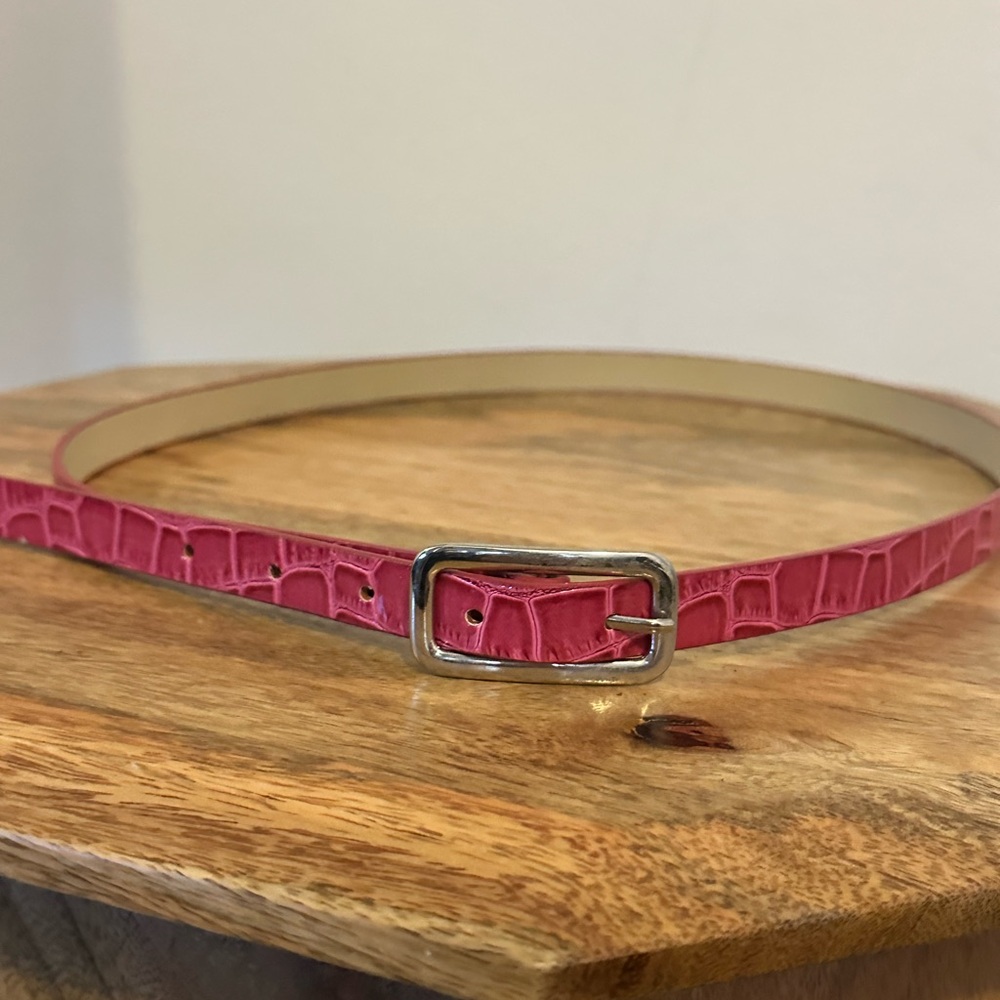Hot pink faux leather belt
